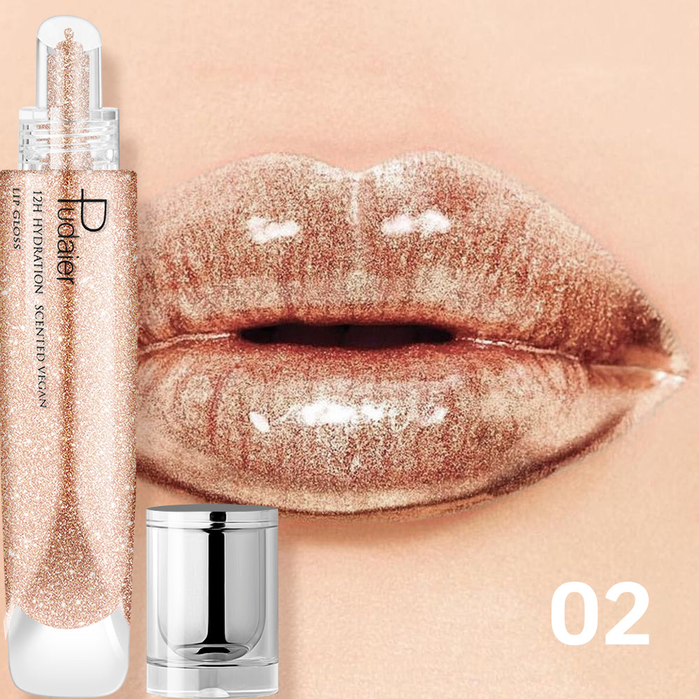 Pudaier mirror liquid lacquer lip gloss pearlescent lip glaze moisturizing lip plumping makeup