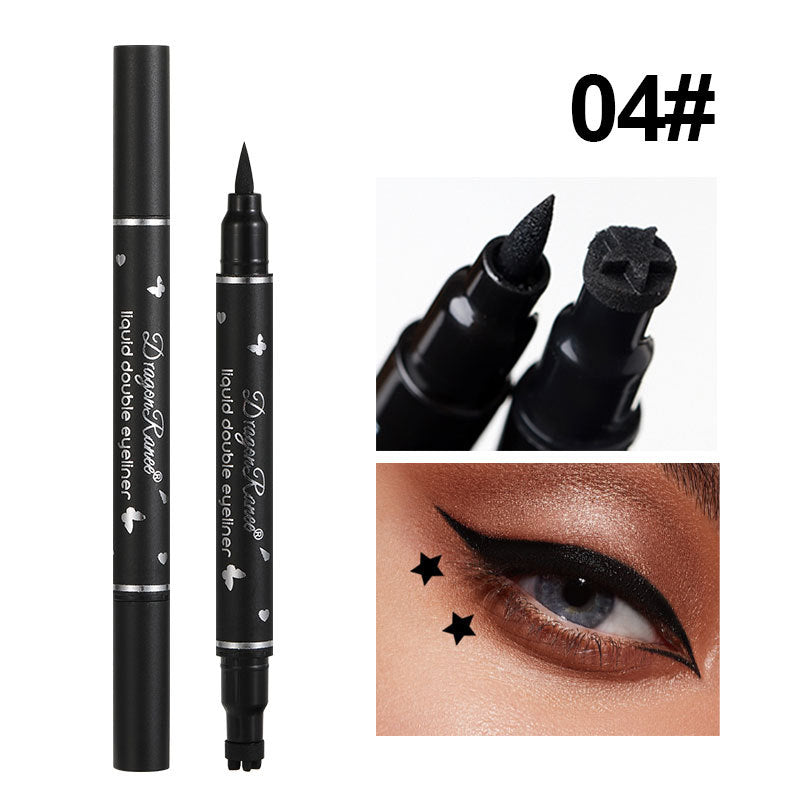 2 IN 1 Butterfly Seal Eyeliner Pen Star Moon Stamp Long-Lasting Waterproof Black Liquid Eye Liner Pencil