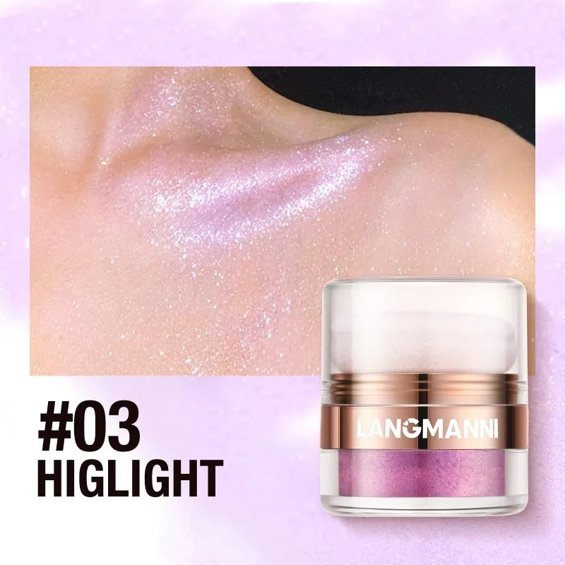 Glitter Highlighter Powder Diamond High Gloss Makeup Face Body Pearlescent Highlighter Powder Professional High Light Cosmetics