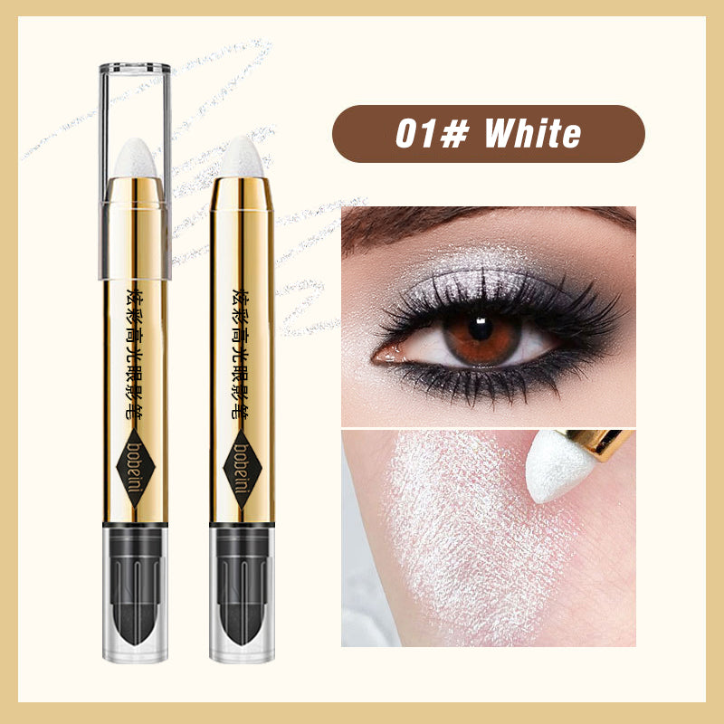 Dual-Ended Highlighter Eyeshadow Pencil – Shimmering  Brightening  Long-Lasting  Non-Smudge  Pearlescent Glow Stick for Makeup