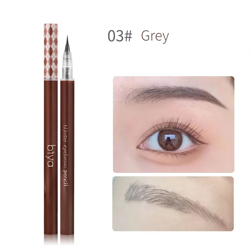 Biya Altra Thin Liquid Eyebrow Pen 0.01mm Waterproof Sweat-Proof Colorfast Easy-To-Draw Brown & Grey Eyebrow Pencil