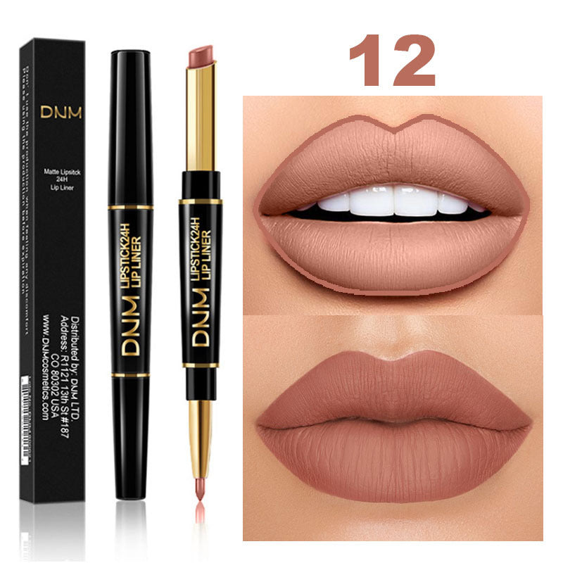12 Colors Matte Lipstick Lip Liner 2 In 1 Lasting Makeup Double Head Lipliner Lip Stain Durable Waterproof Lip Cosmetic Tool