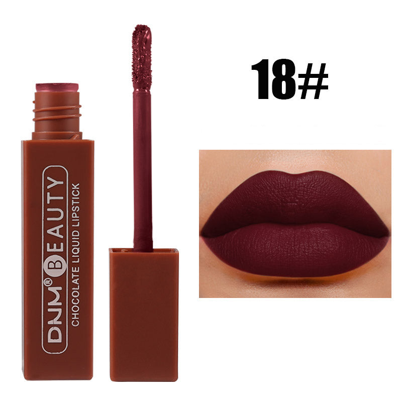 Chocolate Matte Nude Liquid Lipstick Moisture Velvet Dark Red Lip Tint Lasting Non Stain Lipstick Makeup Lip Gloss Tint