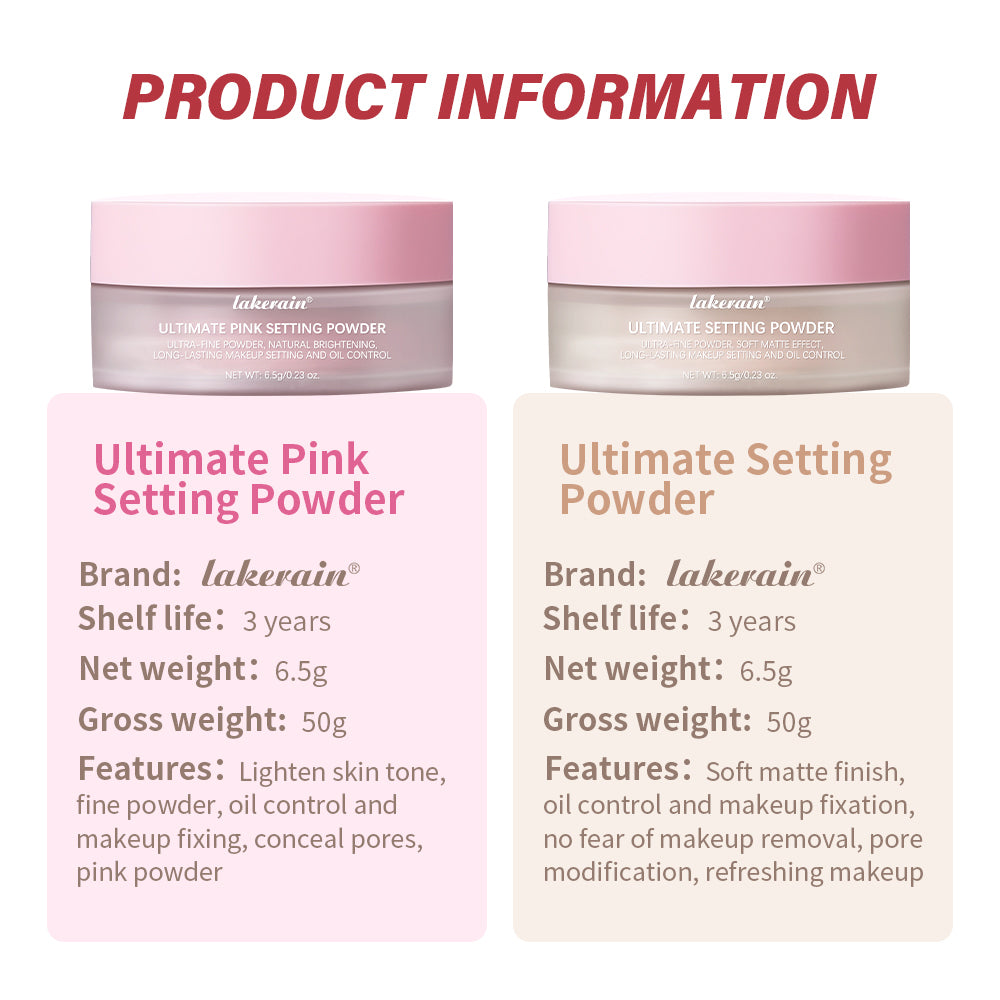 Setting Powder long-Lasting Matte Pink Finish Oil Control and Makeup Fixation Removal Pore Modification Setting Cosmetics