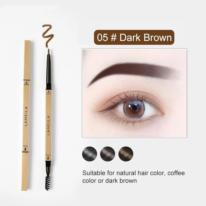 5 Color Waterproof Matte Eyebrow Pen Makeup Double Head Long Lasting Brown Non-Smudged Eye Brow Pencil Tint with Brush Cosmetics