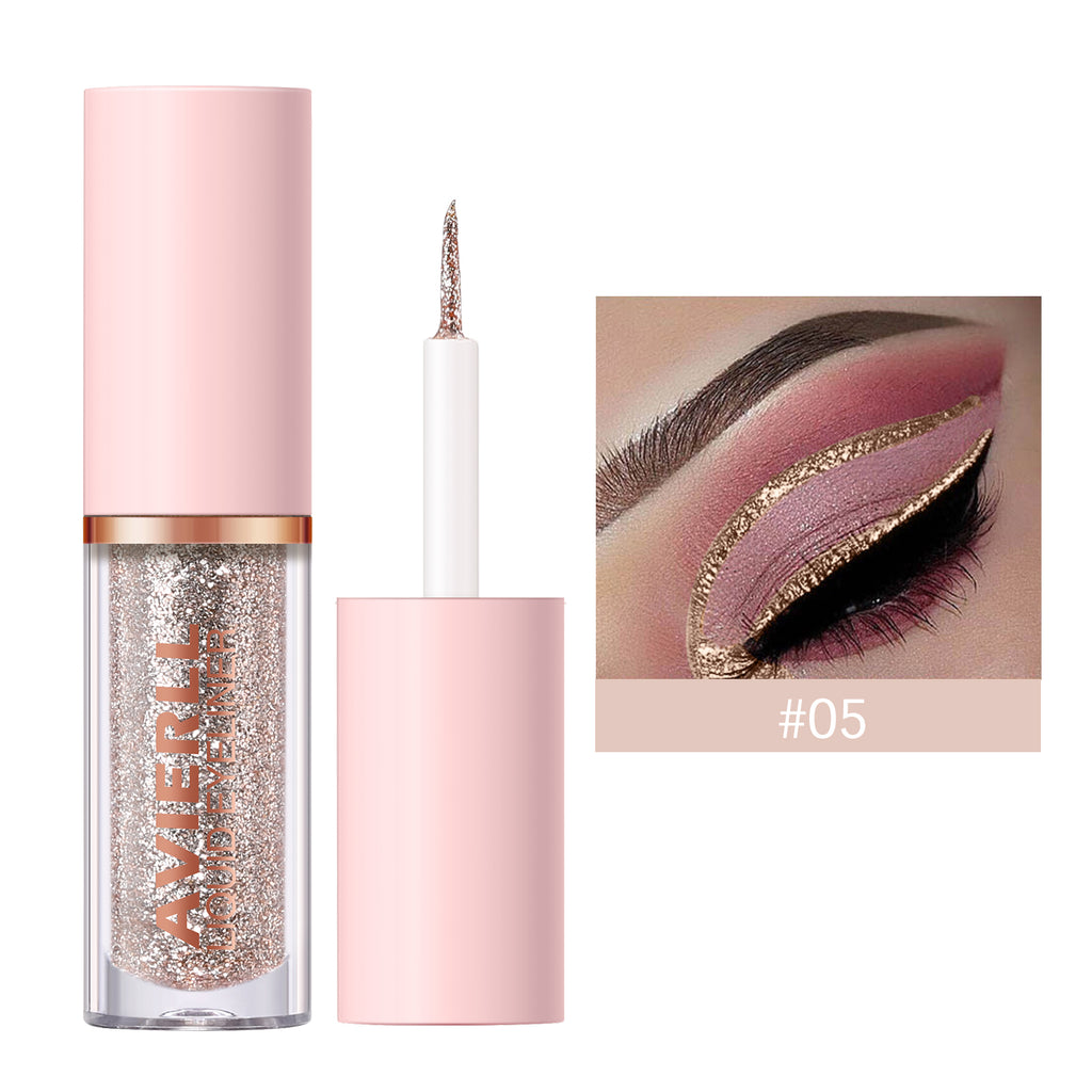 Glitter Liquid Eyeliner Pen - Long-Lasting  Smudge-Proof  Waterproof  Fast-Drying Easy-to-Use Eye Makeup with Golden Colour To