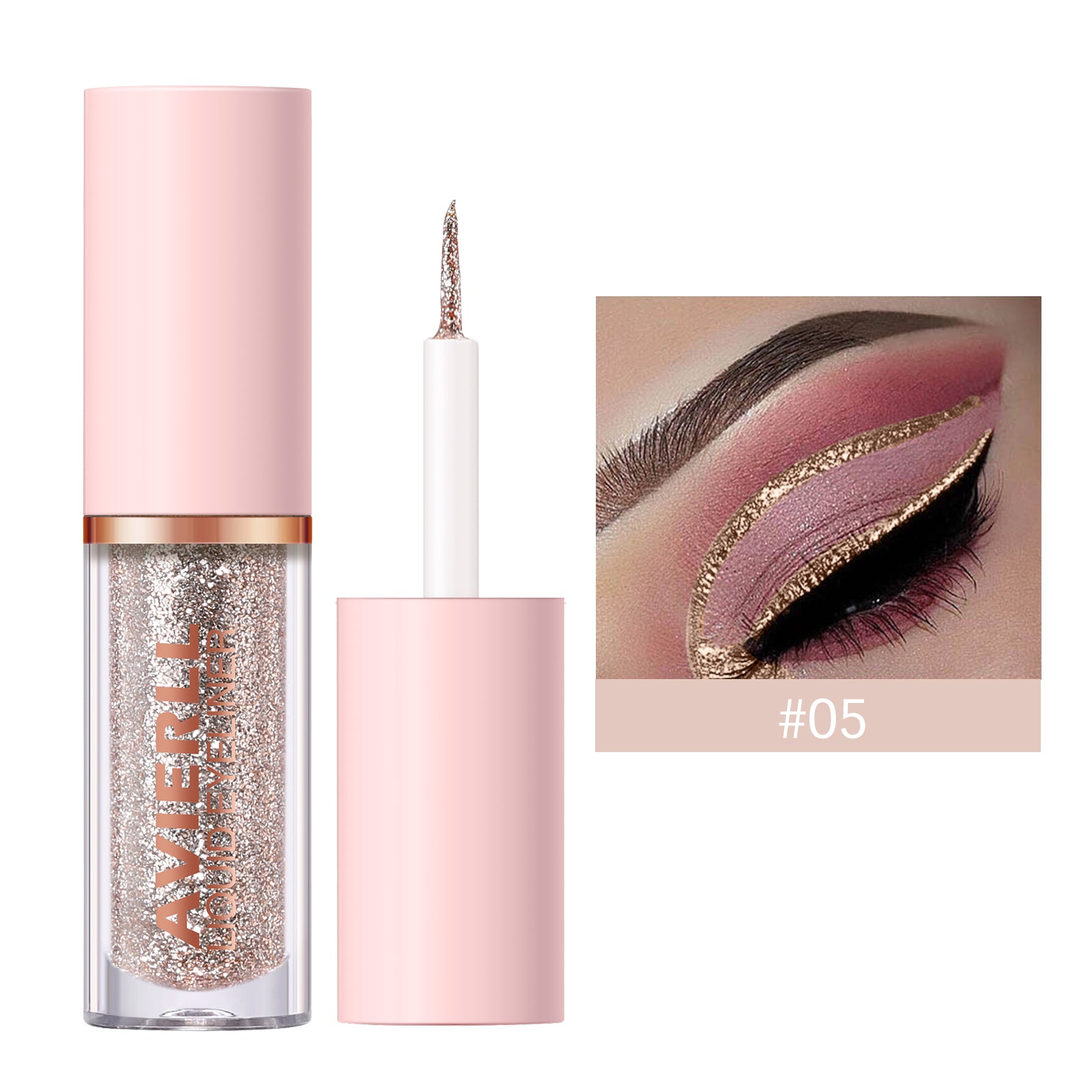 Glitter Liquid Eyeliner Pen - Long-Lasting  Smudge-Proof  Waterproof  Fast-Drying Easy-to-Use Eye Makeup with Golden Colour To