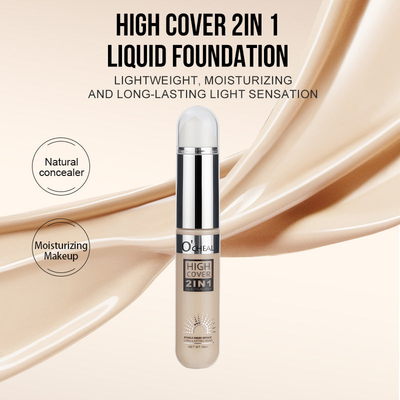 High Coverage 2in1 Liquid Foundation Concealer Cream For Dark Circles Acne Waterproof Long Lasting Natural Makeup Cosmetics