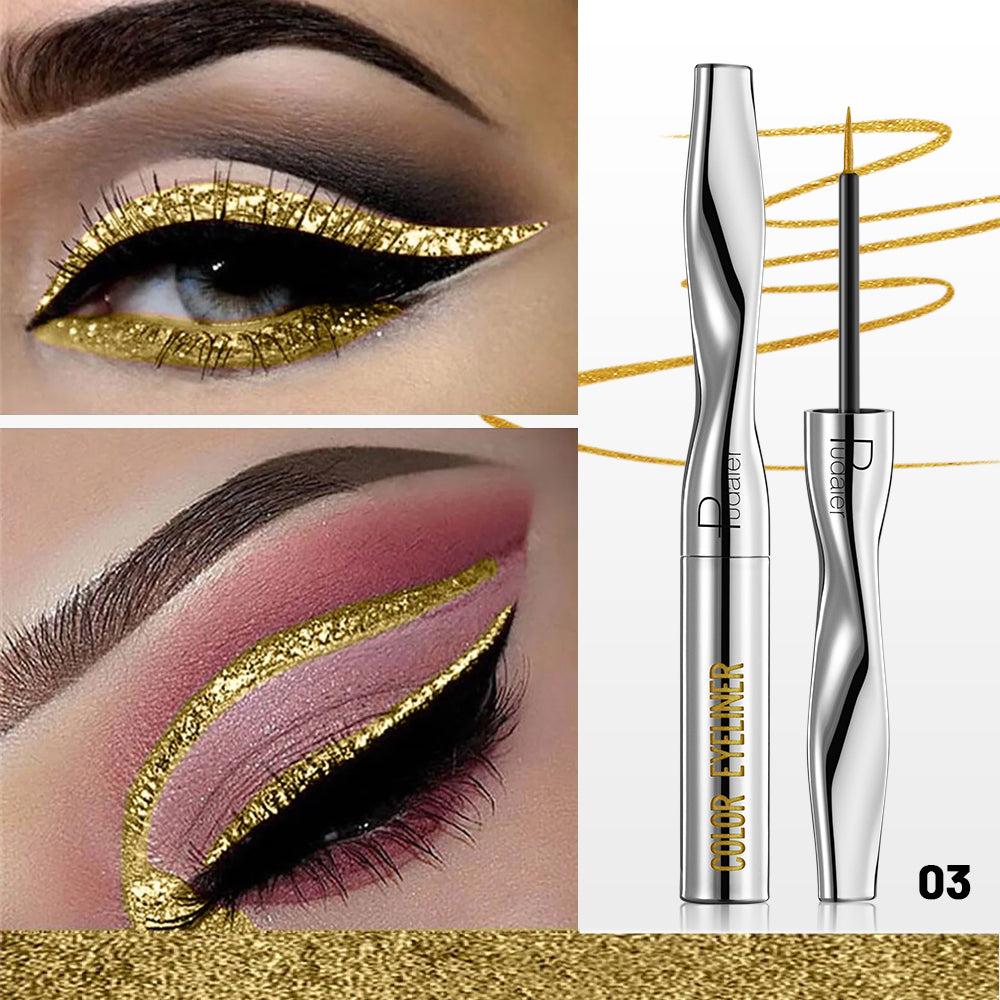 Pearlescent Glitter Powder Eyeliner Liquid Pen   Waterproof Sweat Proof Not Easy to Smudge  Not Caking  Colorful Liquid Eyelin