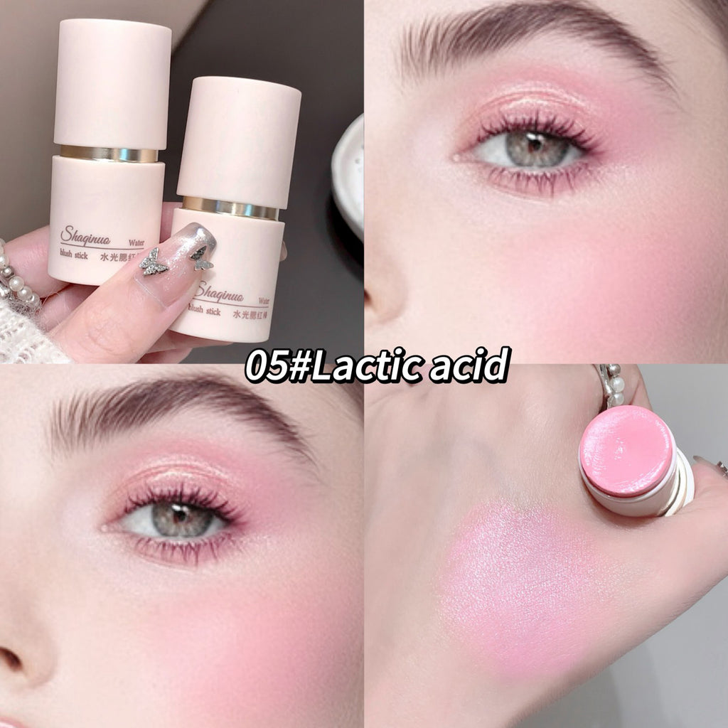 Cream Blush Stick - Watery Glow Long-Lasting Natural Tint Korean-Style Cheek Makeup for Fresh Look