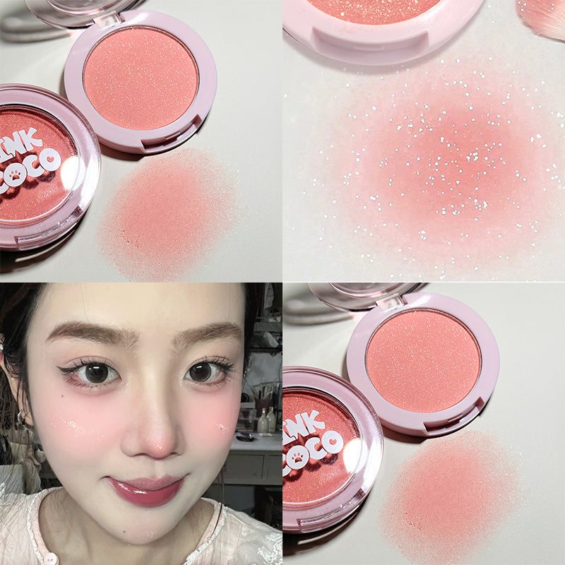 Fine Shimmering Blush Powder Milk Apricot Peach Brightens Natural Matte Highlight Face Glitter Shadow Monochrome Blush Palette