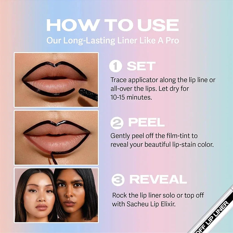 Peel Off High Pigmented Lip Liner Tattoo Moisturizing Lipliner Long Lasting Lip Stain Pencil Waterproof Transfer-Proof Lipstick