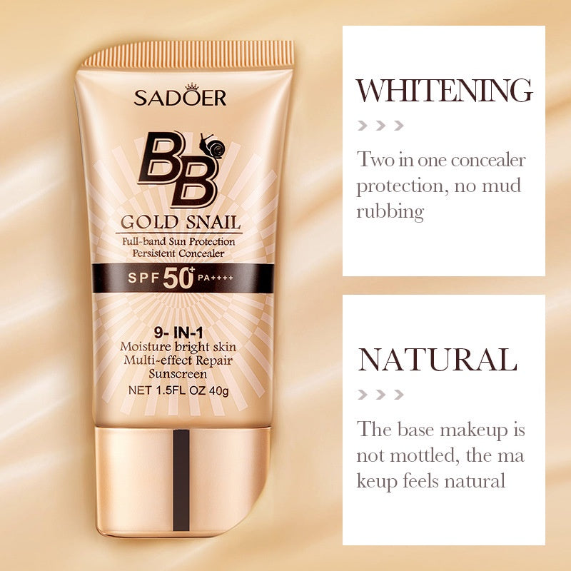 Gold Snail Sunscreen BB Cream Foundation Concealer Moisturizing Isolation Cream SPF50+PA+++ 40g