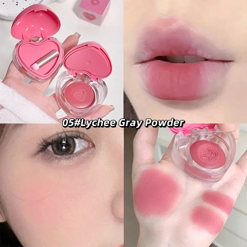 Heart-shaped Blush Cream Lip Cheek Dual-purpose Lip Mud Long-Lasting Tender Look Uplifting Color Matte Monochrome Blusher Cream