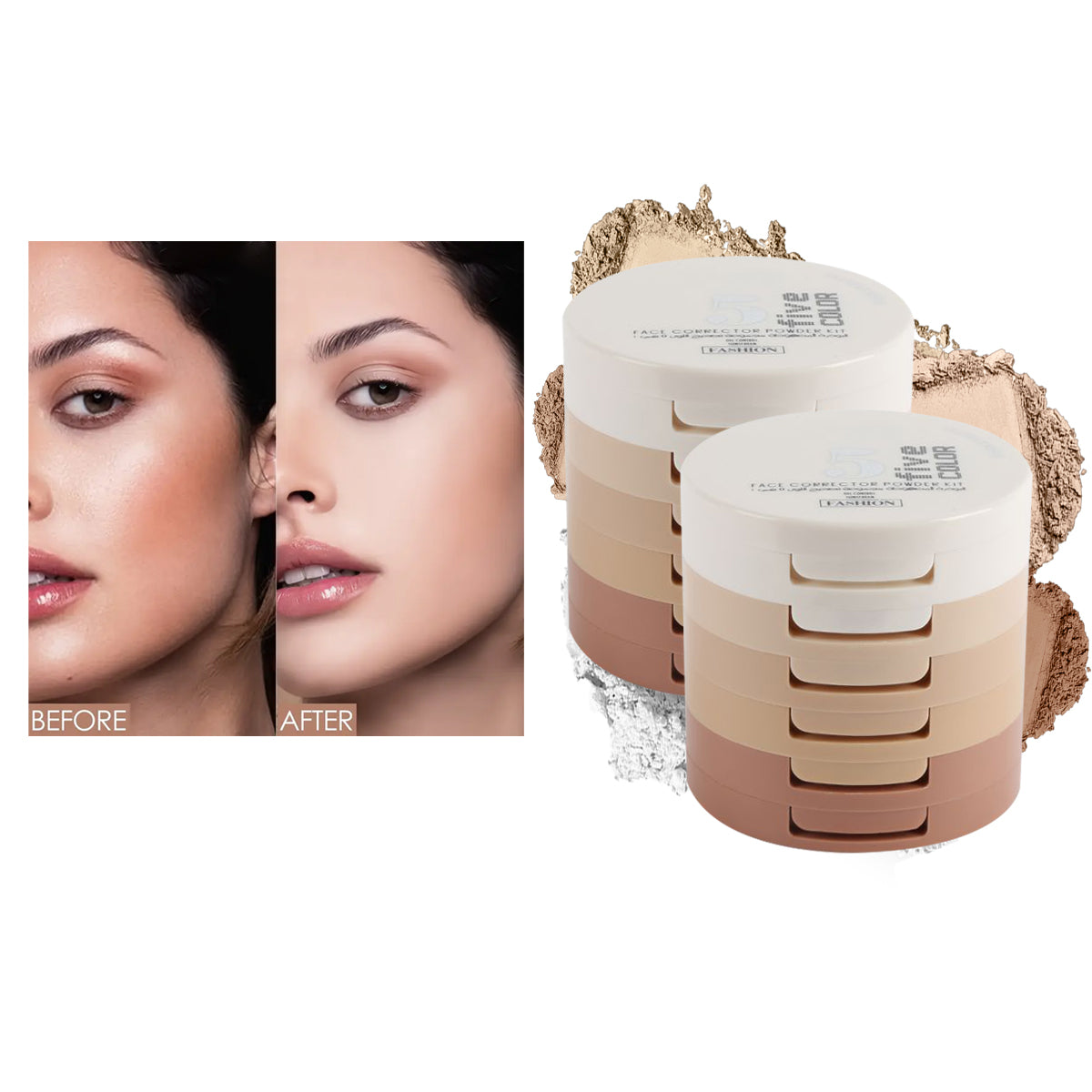 Concealer Contouring Powder 5 Color 5 Decked Powder Tower Brightening Skin Tone Oil Control Makeup Loose Powder Setting Powder