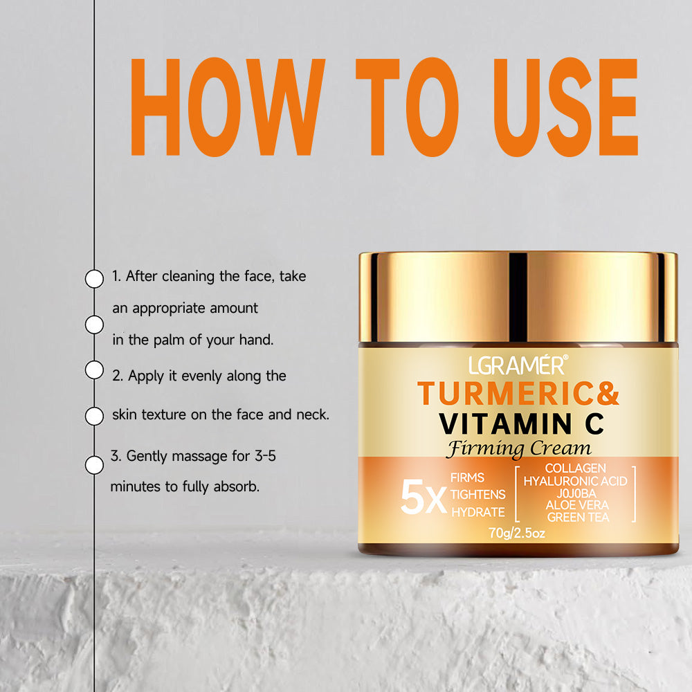 Turmeric Vitamin C Face Cream Smooth Wrinkle Moisturizing Firming Collagen Lightening Repairing Smooth Skincare Whitening Cream
