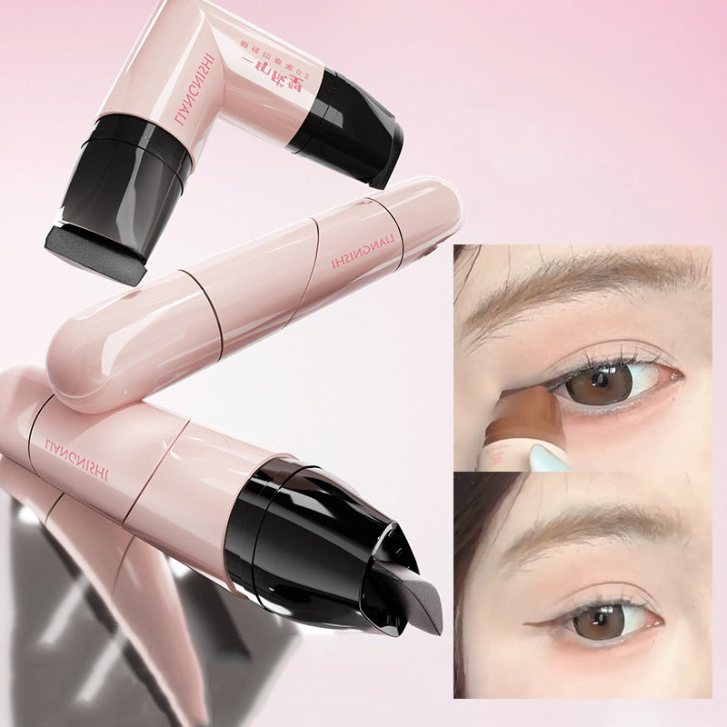 Rotate Eyeliner Stamp Integrated Black Brown Dual-Tip DIY Eyeliner Wing Stencil Waterproof Smudge-Proof Longwear Liquid Pen