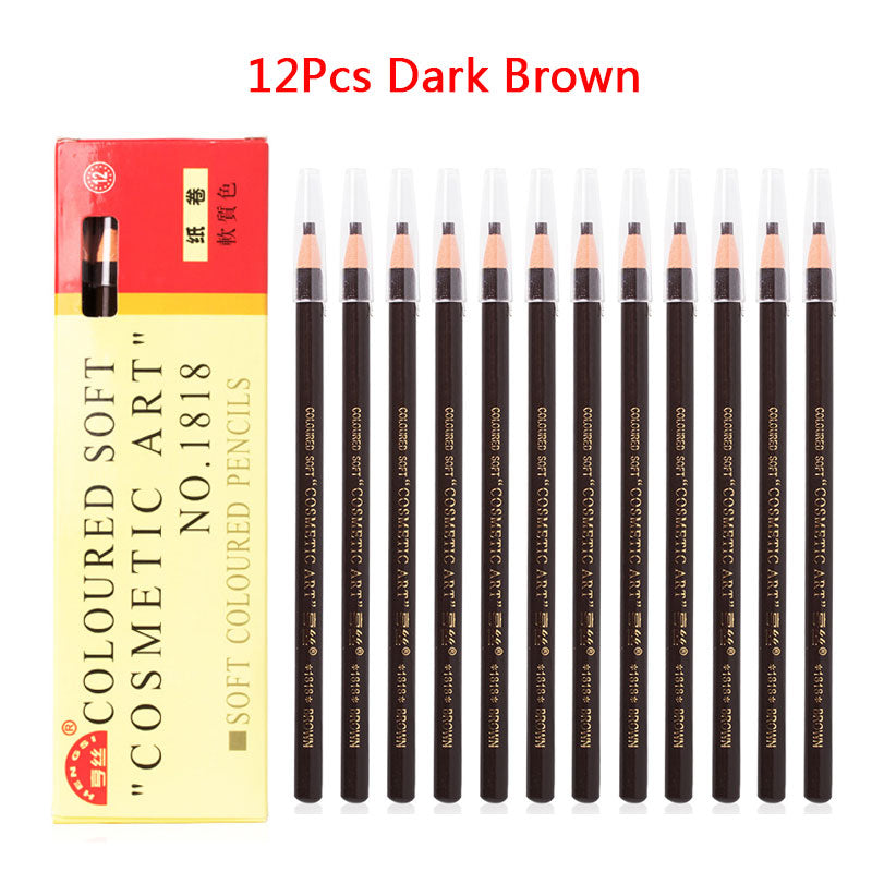 12Pcs/set Eyebrow Pencil Cosmetics for Makeup Tint Waterproof Microblading Pen Long Lasting Waterproof Blonde Brown Eye Brow