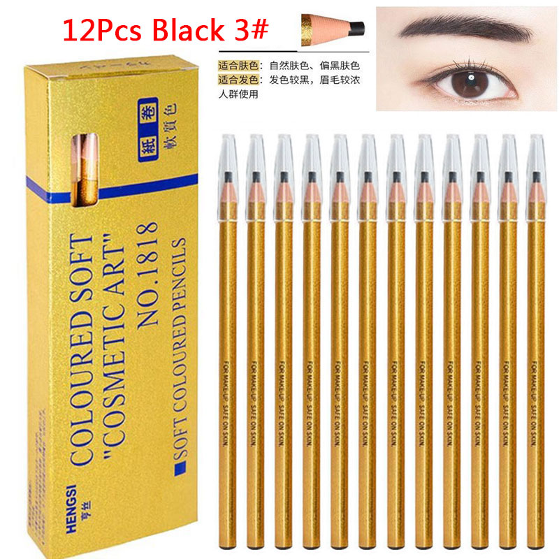 12Pcs/set Eyebrow Pencil Cosmetics for Makeup Tint Waterproof Microblading Pen Long Lasting Waterproof Blonde Brown Eye Brow