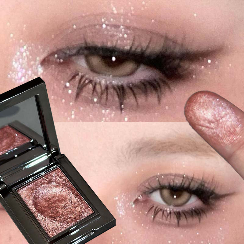 Metallic Glitter Eyeshadow Cream Sparkling Mousse Shimmer Highlighter Pressed Pigments Ice Purple Pearlescent Eyeshadow
