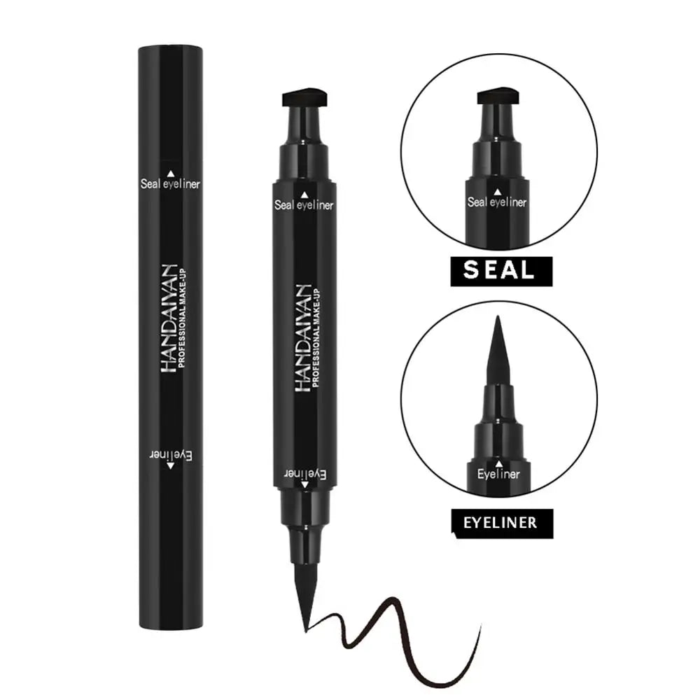 Dual End Black Liquid Eyeliner Pencil Pro Waterproof Long Lasting Makeup Eye Liner Pen+ Cat Line Eye Makeup Stencils