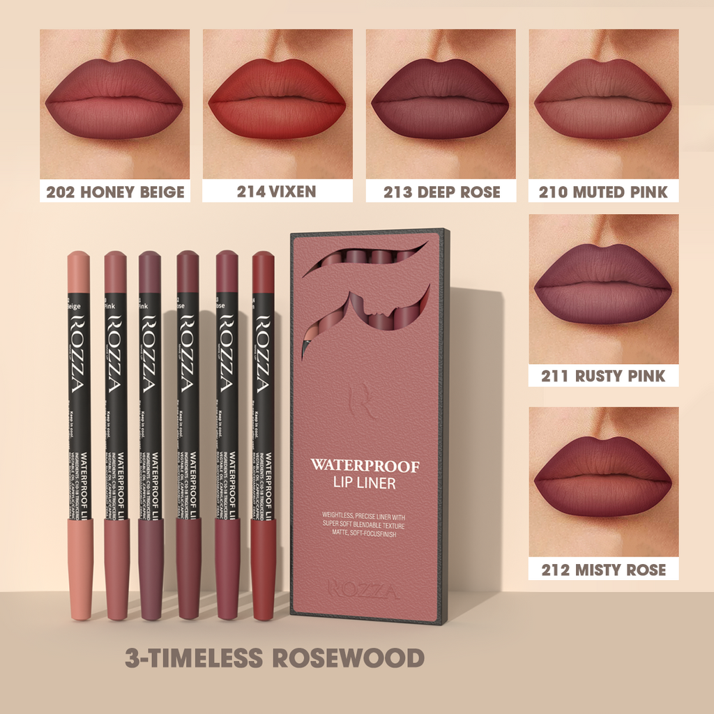 Waterproof Lip Liner Pencil Set, Weightless Precise Liner with Super Soft Blendable Texture Matte Soft