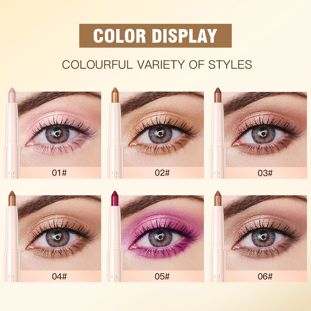 6 Colors Pearlescent Eyeshadow Stick Waterproof Eye Shadow Pen Eyes Highlighter Cream Pencil For Women Beauty Makeup