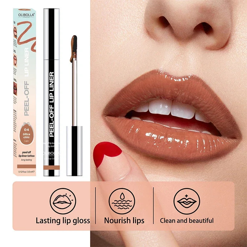 Peel Off High Pigmented Lip Liner Tattoo Moisturizing Lipliner Long Lasting Lip Stain Pencil Waterproof Transfer-Proof Lipstick