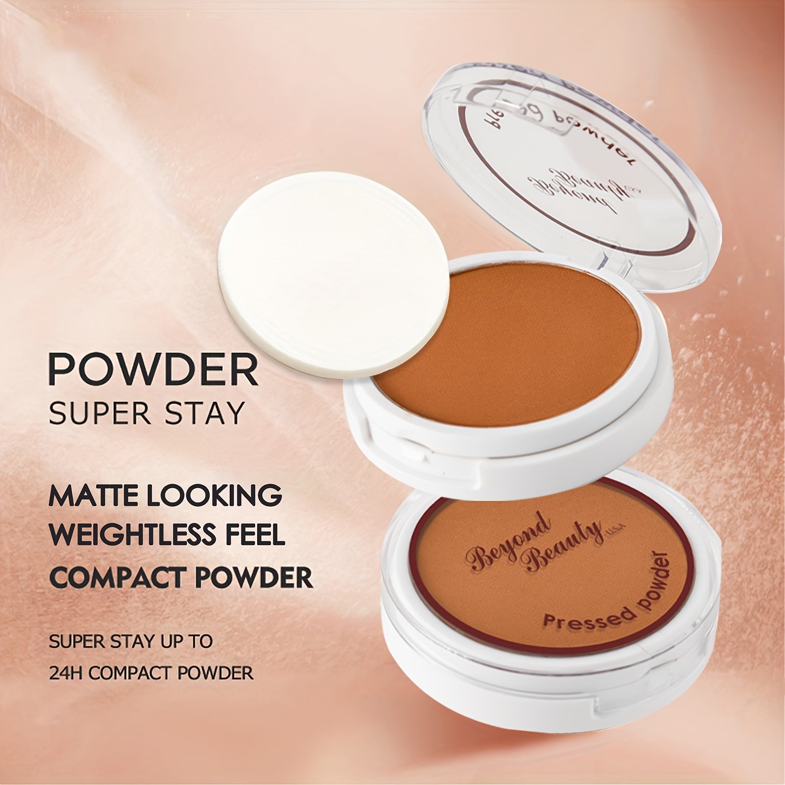 Wheat Bronzing Powder for Dark Skin Matte Finish Sweatproof &amp Oil Dark Foundation Concealer Powder Puff And Mirror