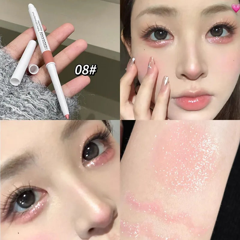 Double-ended Waterproof Eyeliner Gel Pencil Matte Shimmer Aegyo-sal Pen Black Lasting Not Blooming Quick Drying Eye Liner Makeup