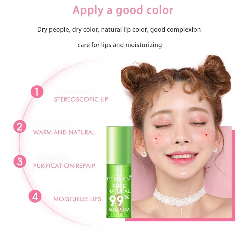 1PCS Moisturizing Natural Aloe Essence Lip Gloss Changable Color Portable Waterproof Long Lasting Nutritious Lips Care Lipstick