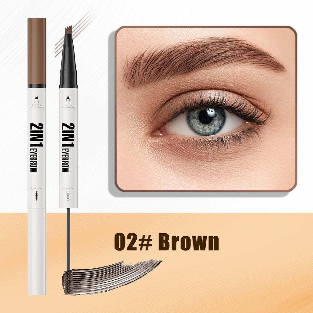 Waterproof Eyebrow Pen 2-in-1 Eyebrow Pencil And Tint Microblading Eyebrow Pencil with 4 Split Head for Perfect Brows