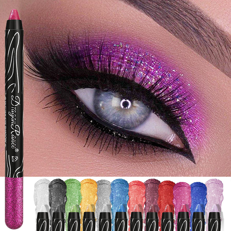 1Pc Metallic Purple Eyeshadow Pencil Glitter Silkworm Liner Pen Highlighter Long Lasting Gold Blue Cream Eye Shadow  Makeup