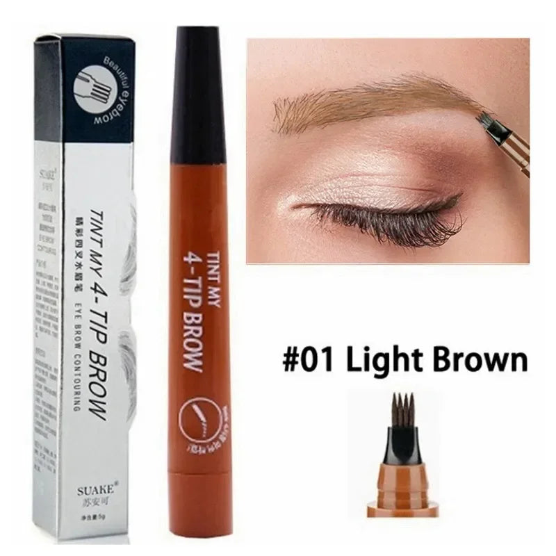 2 Pack 4 Point Eyebrow Pen 4 Prong Tip Eyebrow Pen 4 Fork Eyebrow Pencil Waterproof Liquid Eyebrow Pencil Long Lasting Like Real