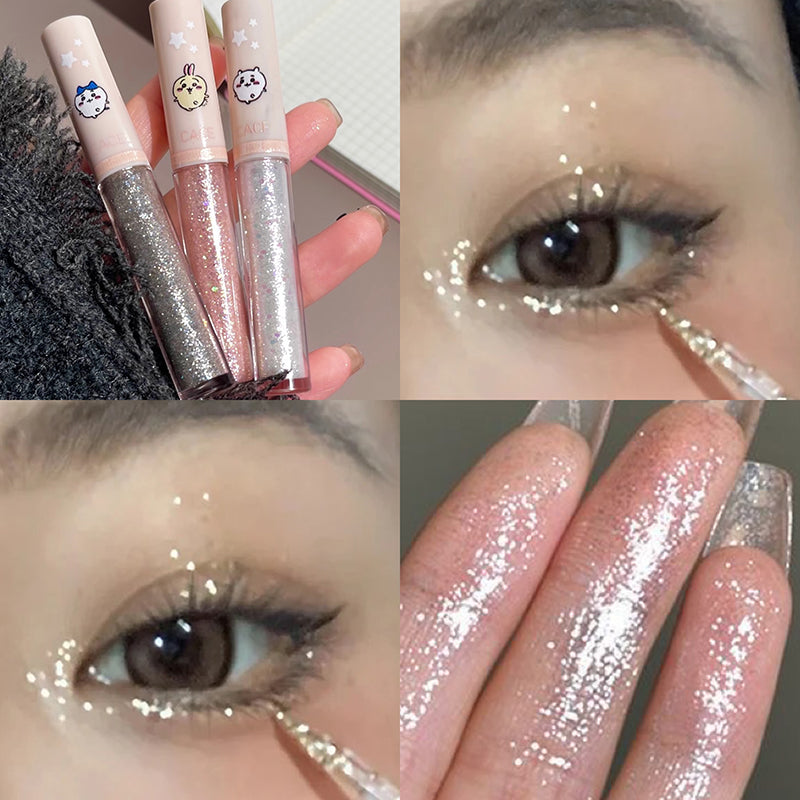 Liquid Eyeshadow Shimmer Sparkling Lasting Highlighter Contour Brighten Fine Glitter Eyeshadow Lying Silkworm Body Beauty Makeup
