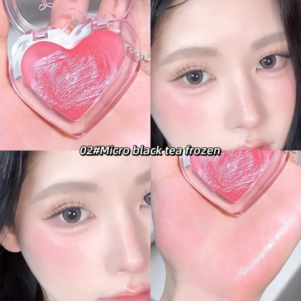 Peach Pink Sparkling High Gloss Powder Highlighter Palette Face Contour Brighten Expansive Jelly Blush Paste Illuminate Makeup