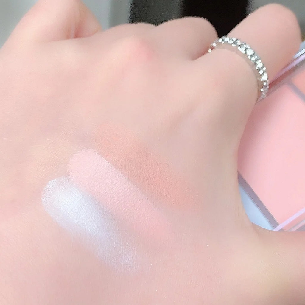 3 Colors Blush Palette Waterproof Pink Taro Purple Matte Blusher Face Makeup with Mashed Potato Texture Highlight Powder Blush