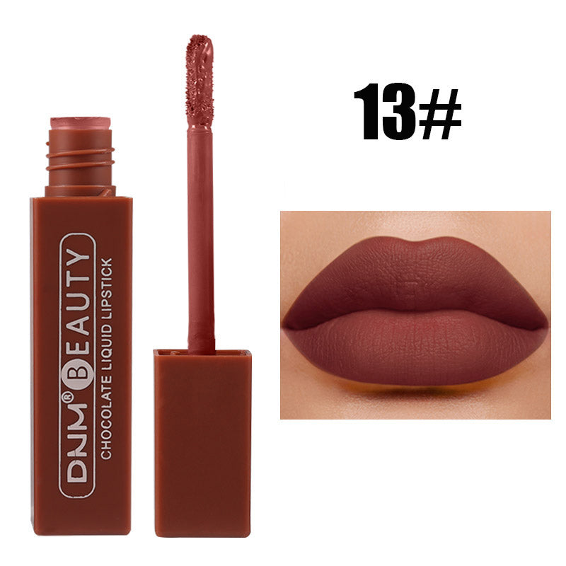 Chocolate Matte Nude Liquid Lipstick Moisture Velvet Dark Red Lip Tint Lasting Non Stain Lipstick Makeup Lip Gloss Tint