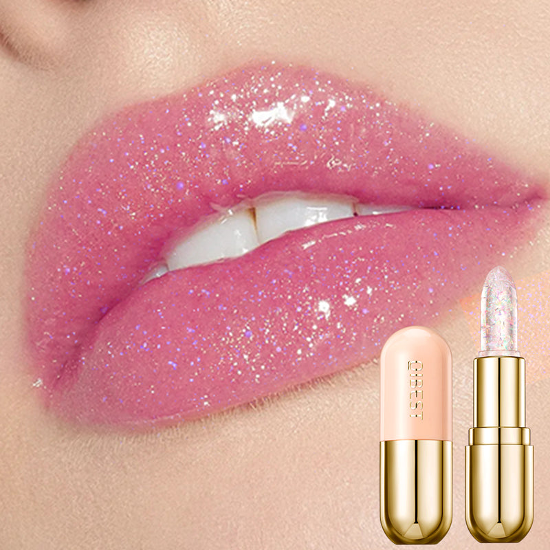 Glitter Lipstick Lip Balm Color Change Transparent Moisturizing Crystal Jelly Pearlescent Lip Plumper Gloss Tint Cosmetic