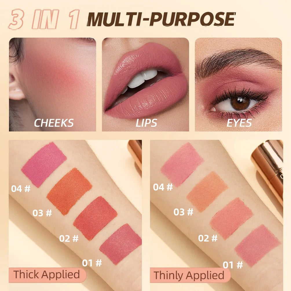 6 Colors Blush Stick Cream Blusher Waterproof Long-lasting Multi-use Lip Cheek Eye Makeup for Women Blendable