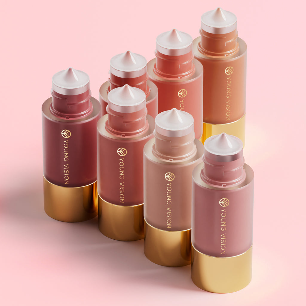 4colors/pack Dropper Liquid Pressed Blush Hydrating Moisturizing Silky Natural Brightening Blush Lipgloss