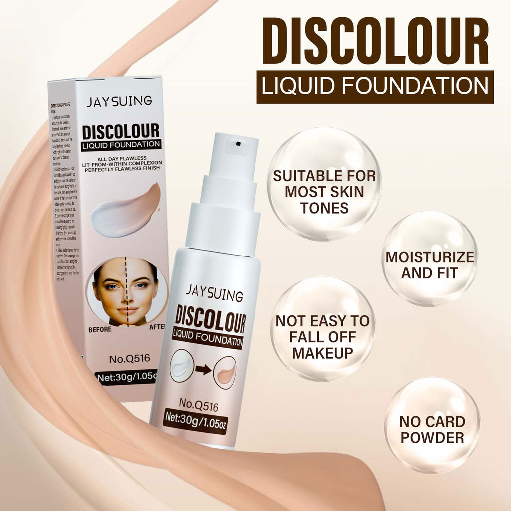 Jaysuing Liquid Foundation Temperature Color Changing Waterproof No Creasing Long-lasting Moisturizing No Separation Makeup