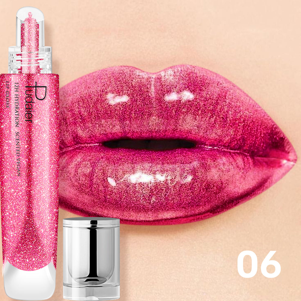 Pudaier mirror liquid lacquer lip gloss pearlescent lip glaze moisturizing lip plumping makeup