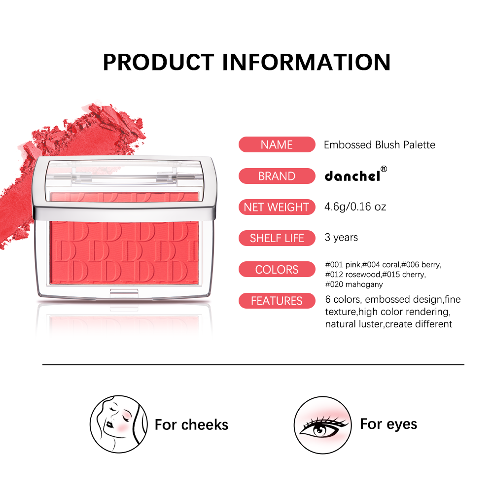 Brightens Embossed Blush Palette Rosy Blusher Facial Blush Powder 3D Relief Blush Palette Brown Cheek Contour Rouge Cosmetics