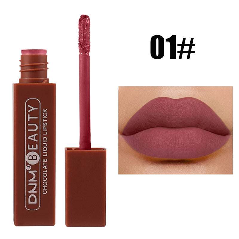 Chocolate Matte Nude Liquid Lipstick Moisture Velvet Dark Red Lip Tint Lasting Non Stain Lipstick Makeup Lip Gloss Tint