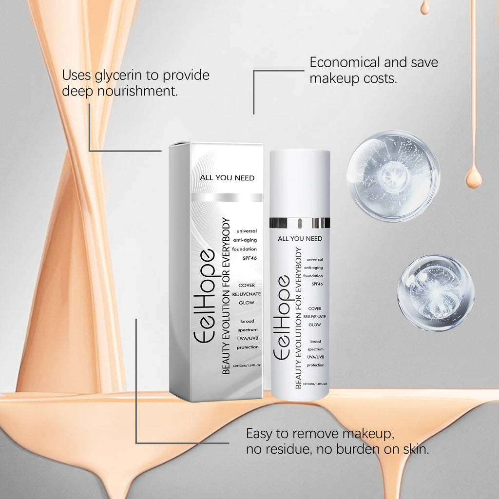 Hyaluronic Facial Moisturizing Foundation Moisturizing Base Oil Control Long-Lasting Waterproof SPF46 Professional Face BB Cream