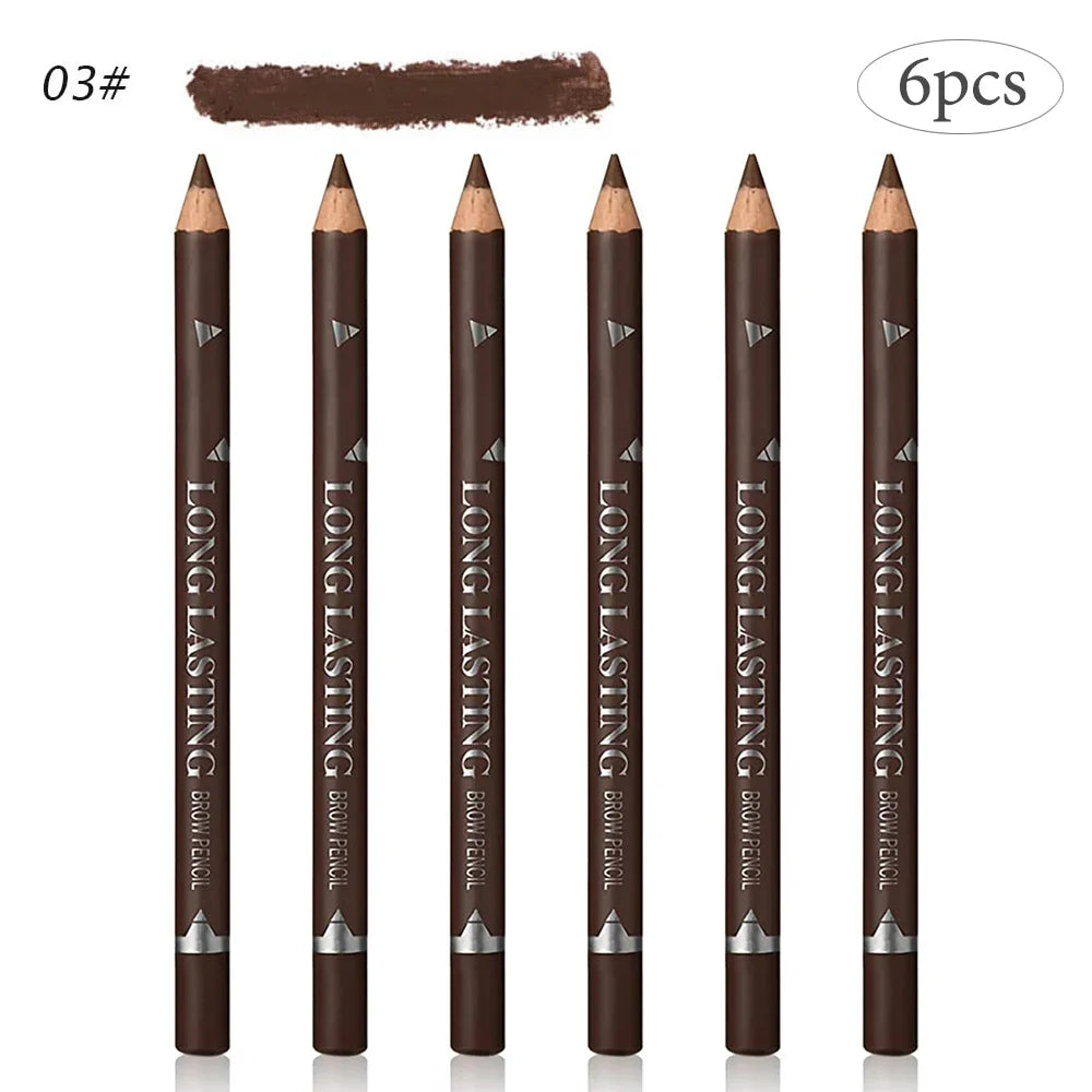 6/12Pcs Eye Brow Pencil Waterproof Professional Women Eye Makeup Pen Easy Color Natural Black Cosmetic Beauty Eyebrow Tool