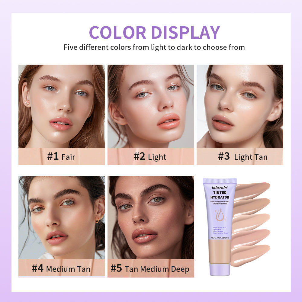 High Coverage Foundation Tinted Hydrator Matte Finish Light Oil-Free Moisturizing Makeup Hyaluronic Acid Sheer