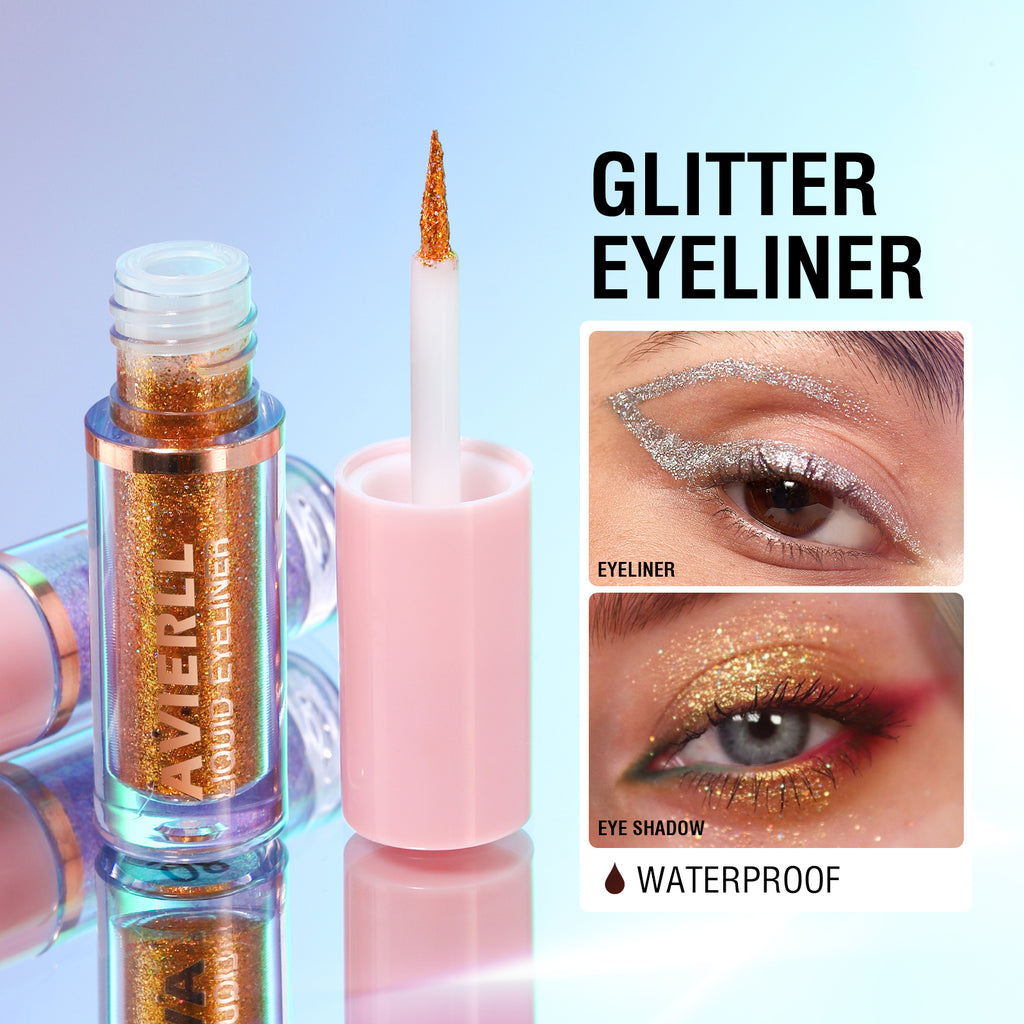 Glitter Liquid Eyeliner Pen - Long-Lasting  Smudge-Proof  Waterproof  Fast-Drying Easy-to-Use Eye Makeup with Golden Colour To