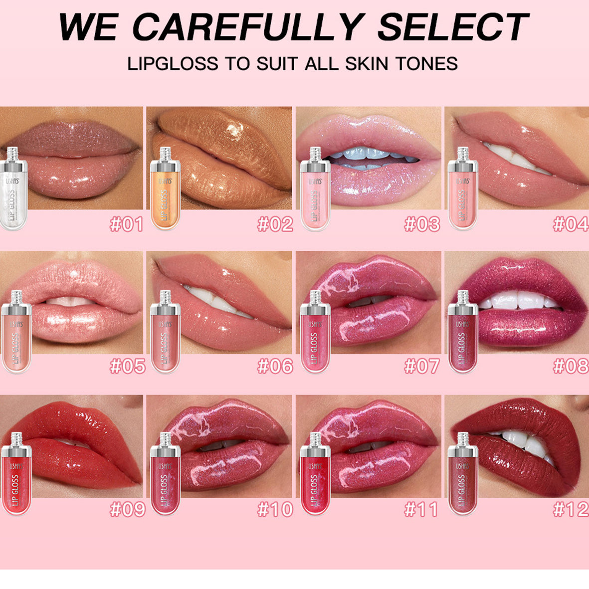12 colors mirror fine flash liquid lipstick pearlescent color waterproof sweatproof non-stick cup